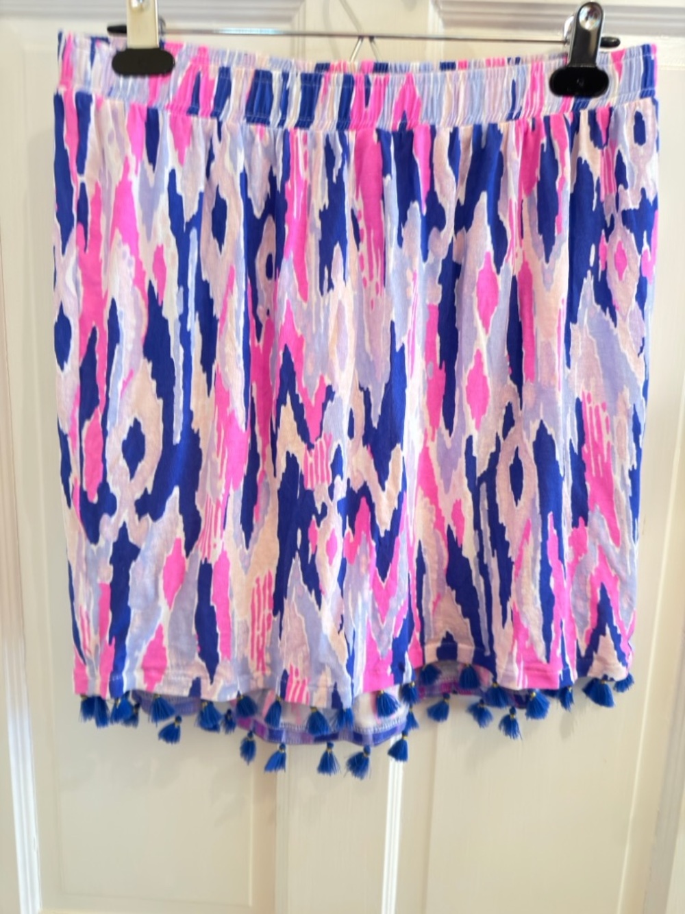 Lily Pulitzer Bright Abstract Print Tassel Hem Skirt - Pink & Blue